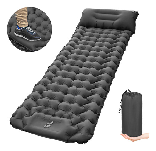 Colchoneta De Camping Negra Con Almohada