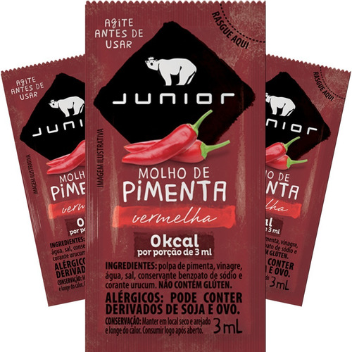 Molho De Pimenta Vermelha Junior Sachê 3ml - Caixa 252 Und