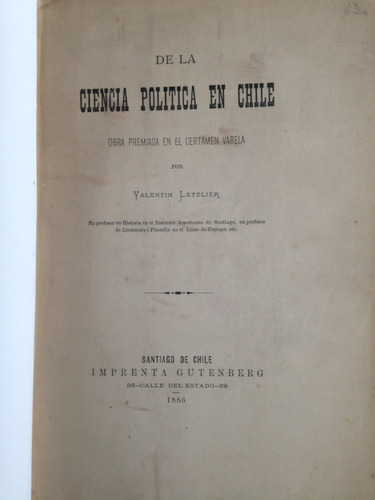 Valentin Letelier Ciencia Politica Linares 1886