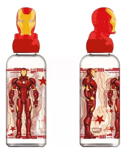 Botella Con Figurin 3d Iron Man Marvel Avengers Color Rojo