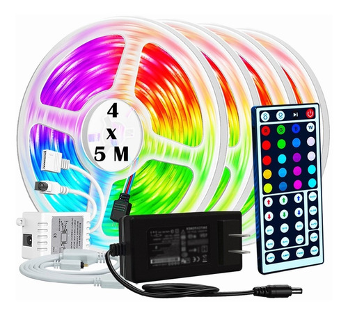 Tira Led Multicolor Luces Led Rgb 20m Control Decorar Cuarto