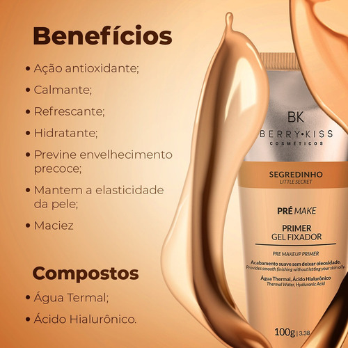 Imagem 2 de 5 de Primer Facial Gel+creme Facial+bruma Fixadora Make Up Rosto