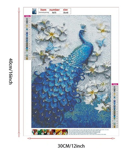 Diamond Painting Kit Mosaico De Pavo Real 30x40cm