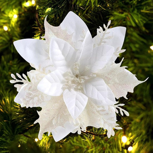 Jj A Cb W 12 Piezas Flores Brillo De Árbol De Navidad
