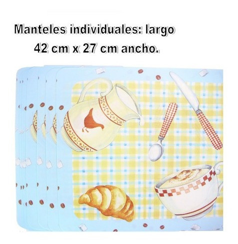 Manteles Individuales Y Posavasos 12 Piezas Tazas / H