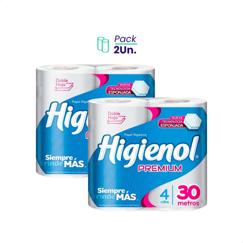 Papel Higiénico Premium Higienol 4x30 Mt X2