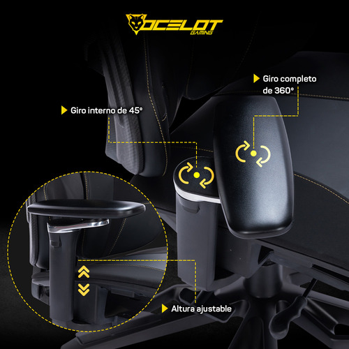 Silla Ocelot Gaming Scorpion Negro Descansabrazos 4d 150kg Material del tapizado Cuero sintético