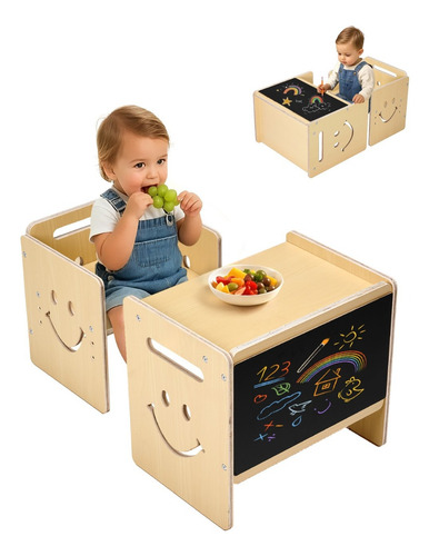Juego De Mesa Y Silla Comer Pintar Montessori Para Niños