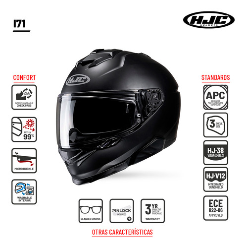 Casco Moto Hjc Integral I71 Sólido Semi F Anthra