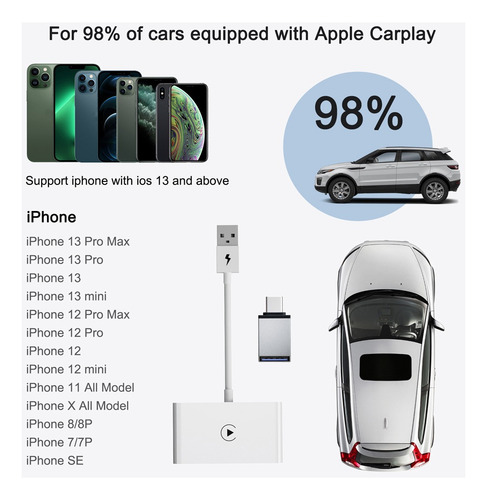 Adaptador Carplay Inálambrico Wireless Plug & Play I-phone