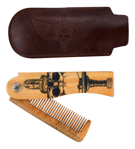 Peine De Madera Plegable Para Cabello Y Barba Hombre Color Cafe