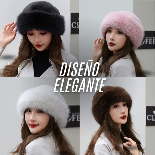 Sombrero Gorro Piluso Peluche Moda Invierno Elegante Mujer Violeta Unico