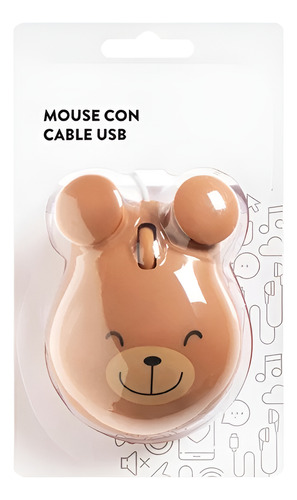 Mouse Ideal Para Niños Forma De Animal Oso Tierno Cable Usb Marrón Claro