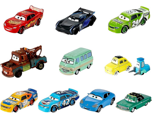 Autos Cars Disney Set De 10 Rayo Mcqueen, Matte, Luigi Y Más