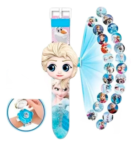Reloj Con Proyector De 24 Imágenes Elsa Para Niñas Frozen