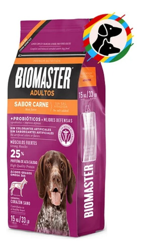 Alimento Biomaster Perros Adultos Carne 15kg