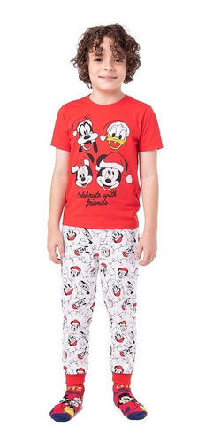 Pijama Jersey Disney Matias_mickey Mouse Rojo Blanco