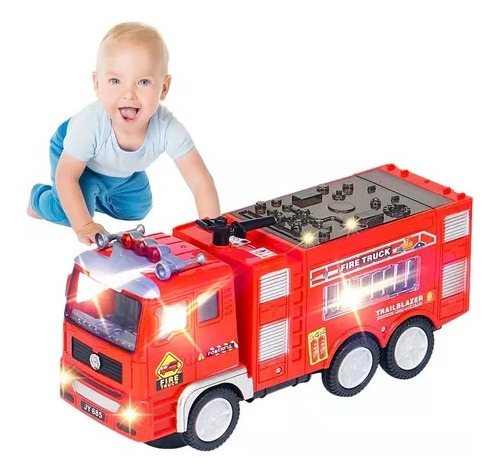 Carro Bomberos Veehiculo Niños Juguete Camion Luces Rotacion