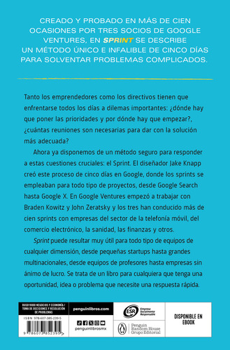 Sprint: El Método Para Resolver Problemas Y Probar Nuevas Ideas En Solo Cinco Días, De Jake Knapp., Vol. 1. Editorial Debolsillo, Tapa Blanda, Edición 1 En Español, 2024