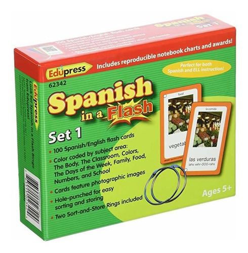 Edupress Spanish In A Flash Cards Set 1 (ep62342)