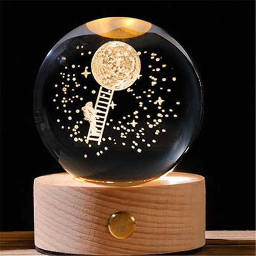 Roaming In The Stars - Single 6cm Ball - 3d Carved Crystal