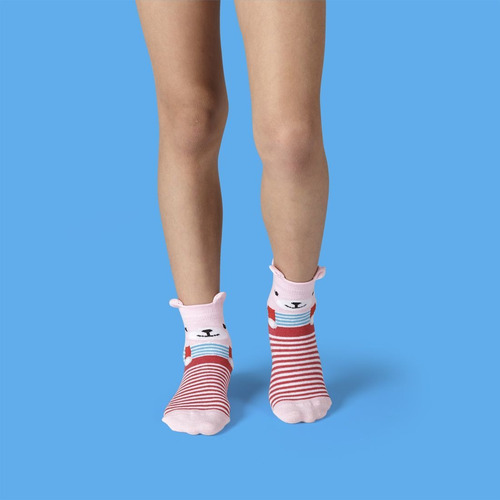 Imagem 3 de 5 de Kit Meias Meninas 3d Bichinhos Colorida Criança Conjunto