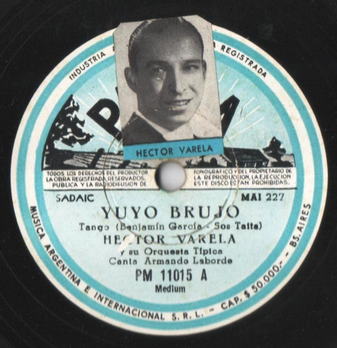 Disco De Pasta 78 Rpm Héctor Varela Y Su Orquesta Típica