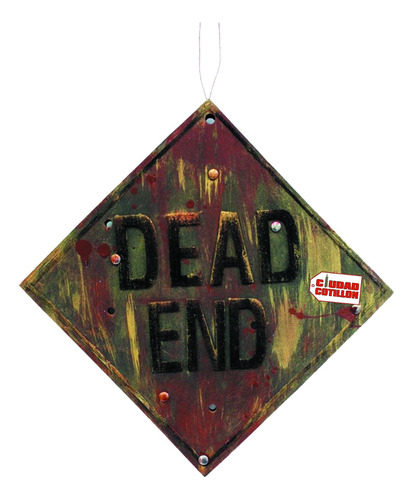 Cartel  Dead End  30x30cm Terror Halloween - Ciudad Cotillón