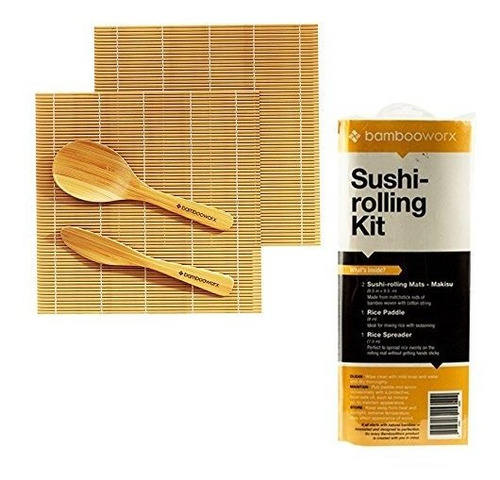 Bambooworx Sushi Making Kit  Incluye 2 Rolling Mats De Sushi
