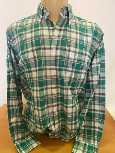 Camisa Masculina Manga Curta - Xadrez Verde e Branco - ABCI