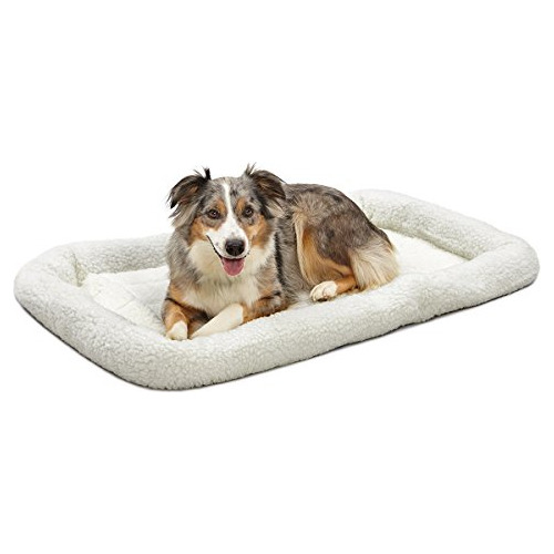 Cama Para Perros Con Borde, 42 Pulgadas - Blanco.