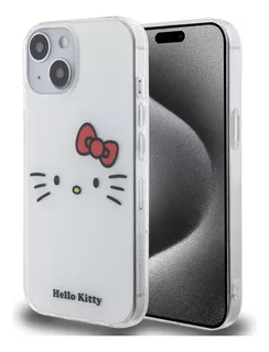 Case Hello Kitty Para iPhone 15 Cabeza Transparente