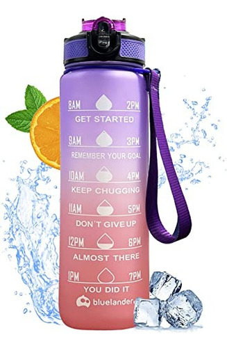 5 Botellas De Agua Motivacional Termo Deportiva 1 Litro Color Morado-rosa