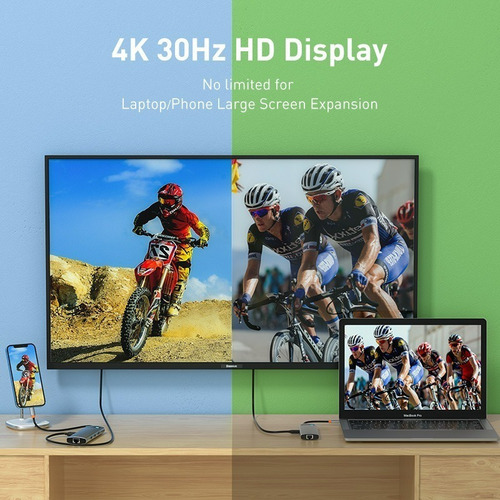 Baseus Ancoragem Usb C Adapter 8 Em 1 Hdmi 4k
