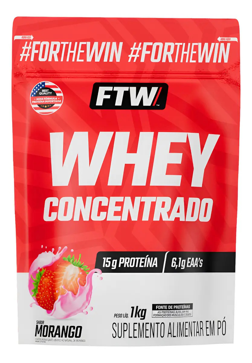 Whey Protein Concentrado 1KG Sabor Morango FTW