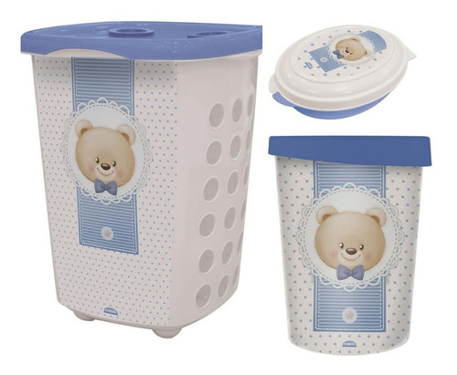 Imagem 1 de 2 de Kit Lixeira E Saboneteira E Cesto Urso