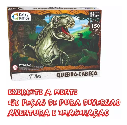 Jogo Quebra Cabeça Infantil Dino T-rex Dinossauro 150 Pçs