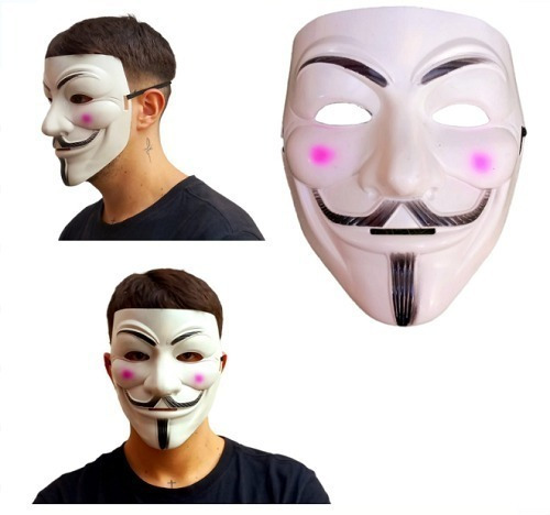 Máscara V De Vingança Hacker Anonymous Vendetta Cor Branco