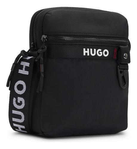 Bolso Mensajero Hugo Para Hombre Con Correa Ajustable Color Negro