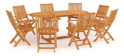 Vidaxl Juego De Comedor De Madera Maciza De Teca Para Patio.