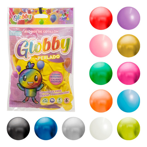 Party Store - Globos Perlados Globby 23 Cm X 25 Un. Colores