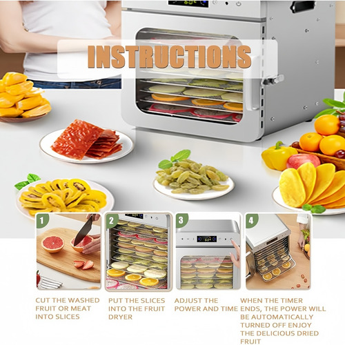 Horno Deshidratador Alimentos 10 Bandejas Acero Tecnodeliv