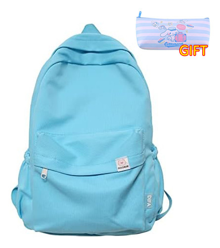 Mochila Kawaii De Lona De Viaje Para Mujeres, Niñas Y Adoles Color Azul