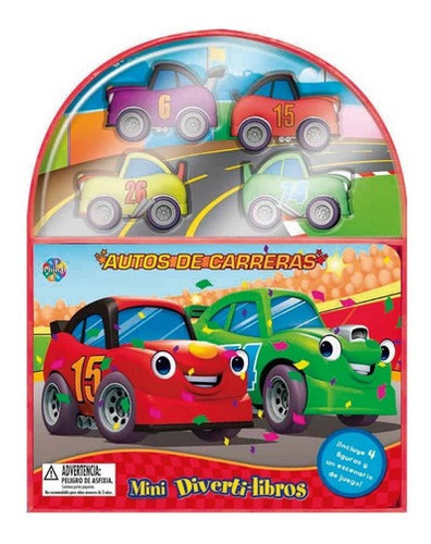 Autos Carrera Mini Diverti-libros Libro Niños C/4 Figuras