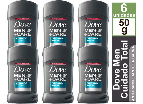 Desodorante Barra Dove Men + Care Cuidado Total Pack De 6