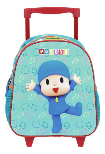 Mochila Con Ruedas Chico Verde Chenson Pocoyo Kinder Hapoc P Color Azul