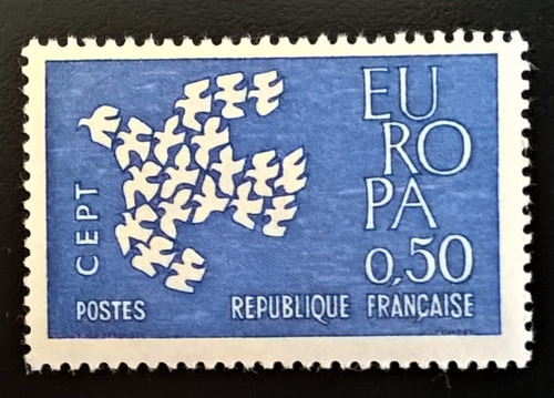 Francia Aves, Sello Yv 1310 Europa 50c 1961 Mint L12621