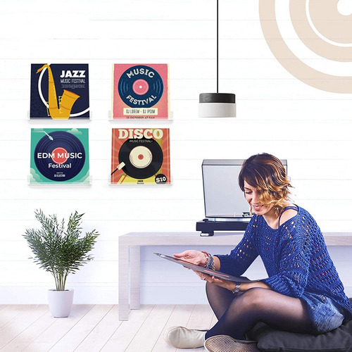 6 Unidades De Discos De Vinil, Prateleira De Parede, Suporte