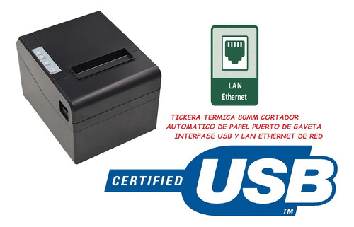 Impresora Tickera Termica 80mm Cortador Usb/lan Ethernet Red