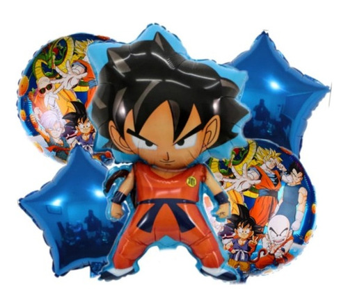 Set 5 Globos Dragon Ball Goku Grandes Metalizados